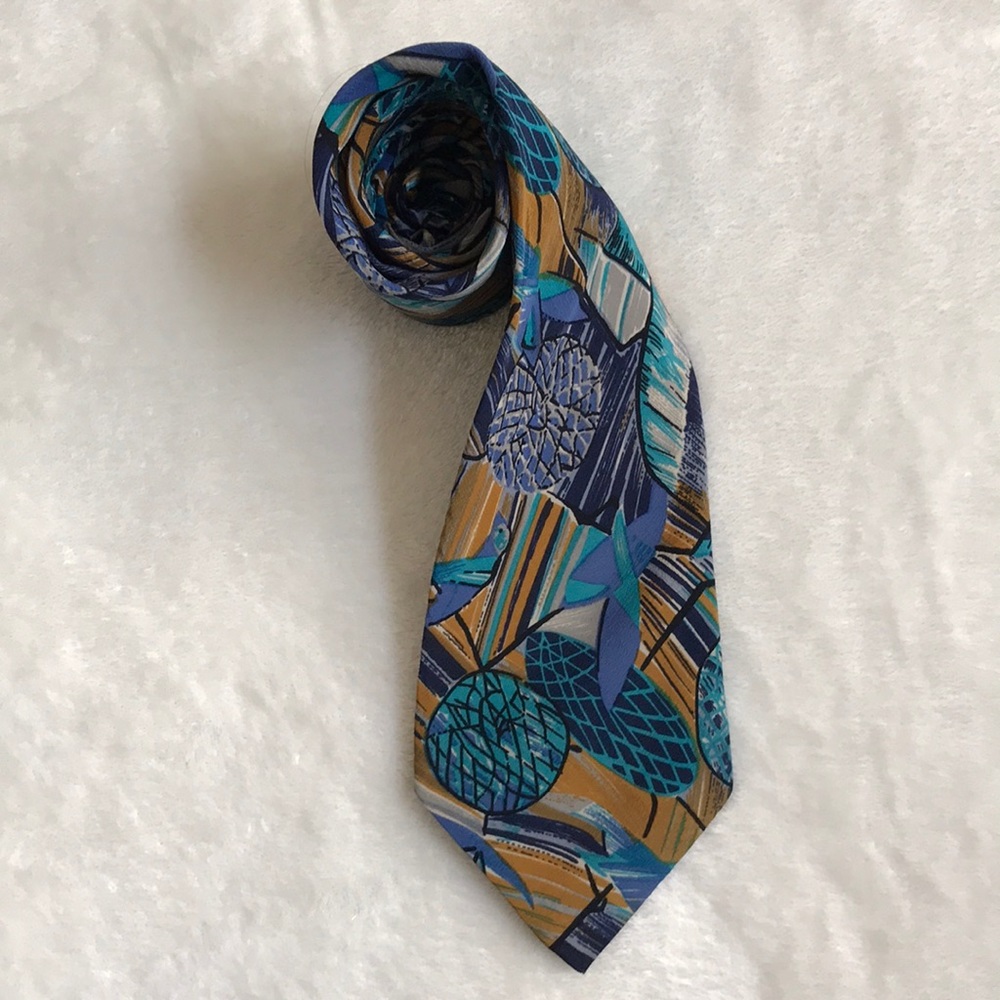 Oleg Cassini Blue Abstract Necktie